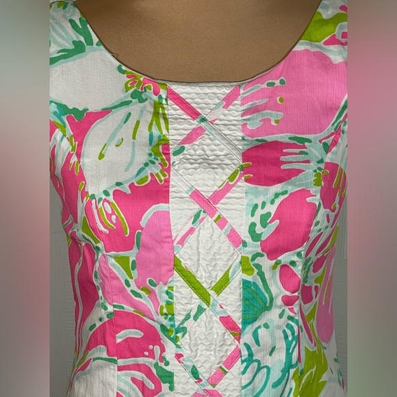 Lilly Pulitzer Cathy Flamingo Pink Don't Give a Cluck Print‎ Shift Dress. - Picture 10 of 14